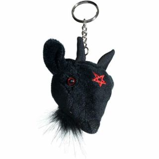 Black Baphomet Keychain Phillip Goat Plush Halloween Horror Scary Movie Novelty
