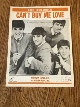 The Beatles “can’t Buy Me Love” Sheet Music Ex U.  S April 1964