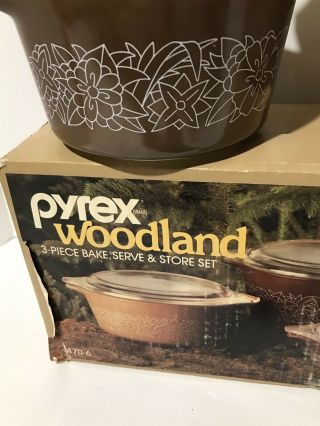 Pyrex 3 Piece Woodland Bake,  Serve & Store Set 470 - 6 1 Pint 1 1/2 Pint 1 Quart 3