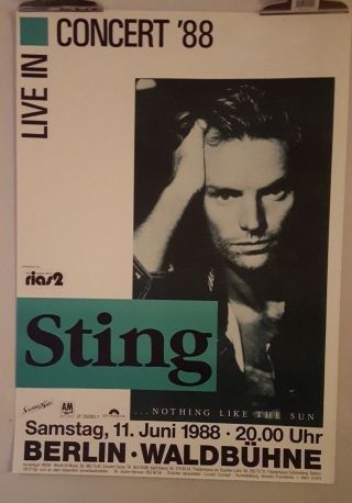Sting Nothing Like The Sun Tour 1988 Concert Poster