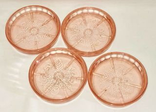 4 Jeannette Cherry Blossom Pink 3 1/4 " Coasters