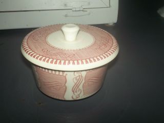 vtg Royal China Currier & Ives Pink Red Transferware sugar bowl lid STEAMBOAT eu 2