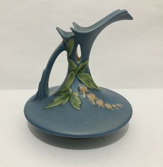 Vintage Roseville Pottery 963 - 6 Bleeding Heart Blue Ceramic Pitcher Ewer (es4)