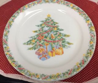 Set Of 4 Corelle By Corning Christmas Joy 10” Dinner Plate Nos