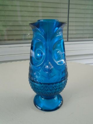 Viking Blue Glass Owl Shaped 2 Piece Fairy Lamp