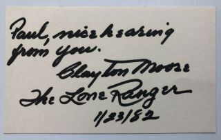 Clayton Moore The Lone Ranger Signed Autograph 3x5 Index Card -