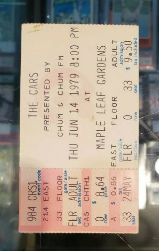 1979 The Cars Toronto Maple Leaf Gardens Vintage Concert Ticket Stub Ric Ocasek