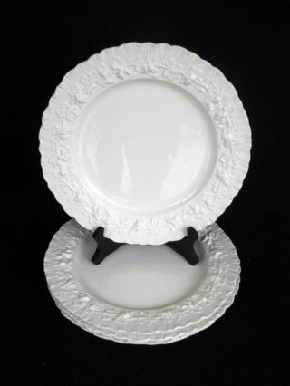 Wedgwood Embossed Queensware Set Of 4 Dinner Plates Cream On Cream Grapevine