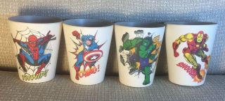 Marvel 8oz Cup Set Of 4 Captain America,  Spider Man,  Iron Man,  Hulk