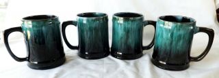 Set Of 4 Blue Mountain Pottery Canada Green 4 1/2 " Mugs
