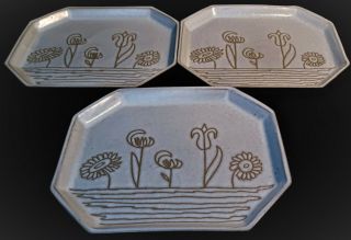 Martz Marshall Studio Art Pottery 3 Lrg Platters Plates Jane Gordon Vintage Mcm