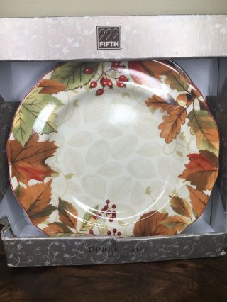 (4) 222 Fifth Harvest Festival Dinner Plates Set Thanksgiving Holiday