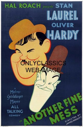 1930 Another Fine Mess Laurel & Hardy Hal Roach Mgm Movie 11x17 Poster Art Deco