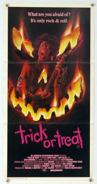 Trick Or Treat Gene Simmons Ozzy Osbourne Heavy Metal Horror Aus Daybill 1986