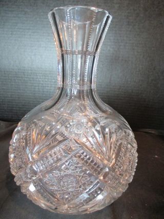 American Brilliant Cut Glass Crystal Carafe Decanter 8 1/4 " Tall