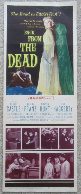 Back From The Dead 1957 Insrt Movie Poster Rld Peggie Castle Ex