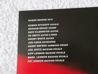 , ROGER WATERS THE WALL LIVE,  2012 N America Tour Programme PINK FLOYD 5