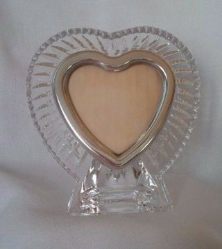 Waterford Vintage Crystal And Silver Plated Heart Shaped Picture Frame