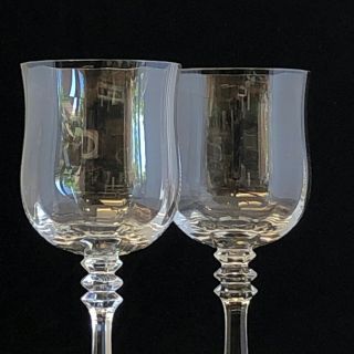 2 Mikasa Seville Crystal Water Goblet Optic Glasses Multi Sided Stemware 8 1/8 3