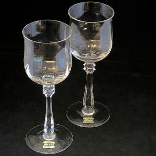 2 Mikasa Seville Crystal Water Goblet Optic Glasses Multi Sided Stemware 8 1/8 4
