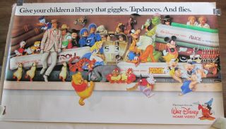Vintage 1984 Disney Home Video 23x39 Inch Movie Poster 80s Pooh Mickey