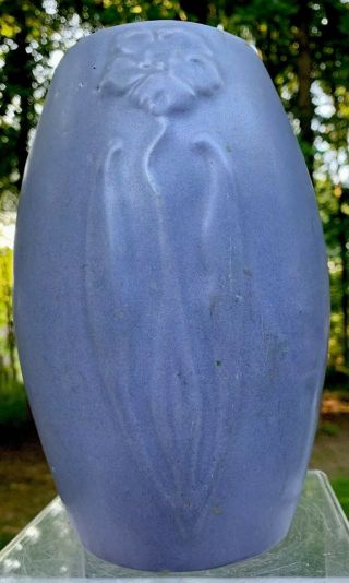 Zanesville Pottery Matte Blue Vase Deco 8’5”h