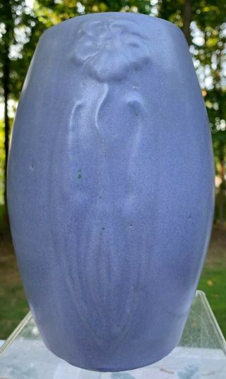 ZANESVILLE Pottery Matte BLUE Vase DECO 8’5”H 6