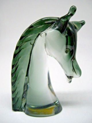 A Vintage Label Murano Sommerso Glass Horse Head Bust By Vincenzo Nason
