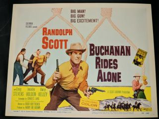 Randolph Scott In Buchanan Rides Alone 1958 Western Title Lobby Card Vf