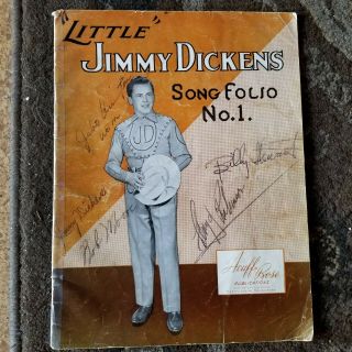 Little Jimmy Dickens Song Folio Signed By Legendary " Country Boys " Session Band