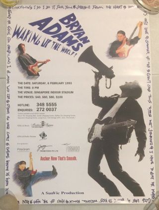 1993 Bryan Adams Concert In Singapore Poster