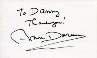 Ann Doran Autograph Actress In Rebel Without A Cause W/ James Dean Signed Card