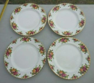 (4) Royal Albert England Bone China Old Country Roses Dinner Plate