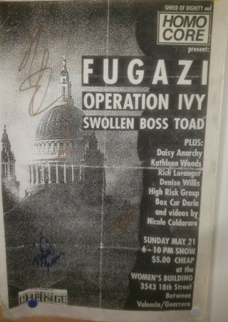 Fugazi Operation Ivy Rare Signed Show Tour Concert Poster Proof 1989 Rancid Kbd
