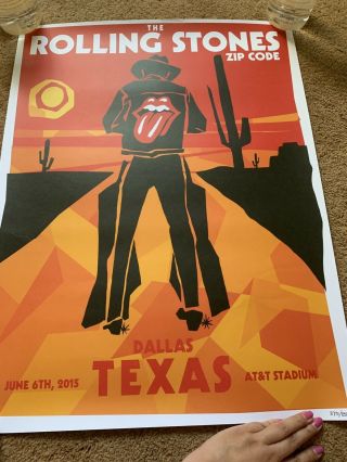 The Rolling Stones Zip Code 6/6/15 Dallas Tx Limited Edition 375/850 Lithograph