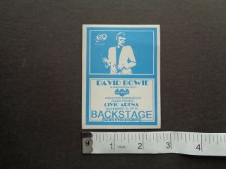 David Bowie,  1974 Backstage Pass,  Nov.  19 1974,  Pittsburgh Civic Arena