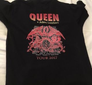 Queen Adam Lambert s/s 2 Sided Logo Tour 2017 T - shirt Medium 2