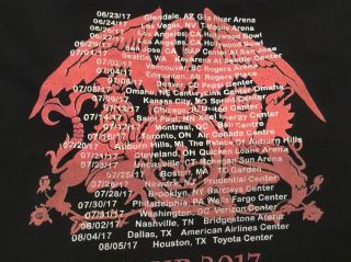 Queen Adam Lambert s/s 2 Sided Logo Tour 2017 T - shirt Medium 3