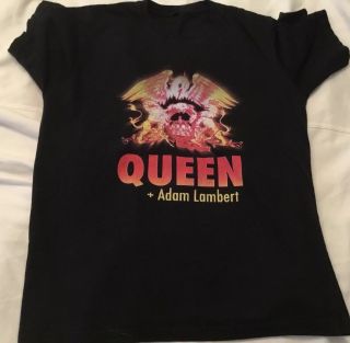 Queen Adam Lambert s/s 2 Sided Logo Tour 2017 T - shirt Medium 4