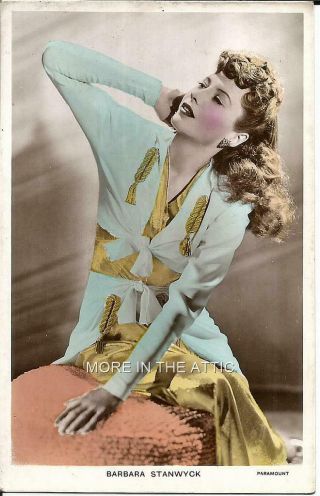 Barbara Stanwyck Sexy Vintage Uk Issed Rppc Real Photo Postcard
