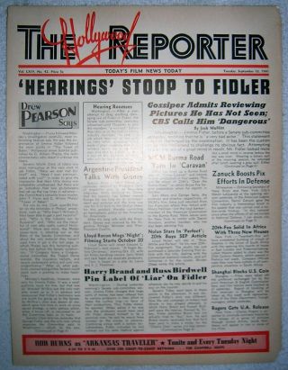 1941 Rare Hollywood Reporter " 