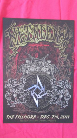 Metallica Rare San Francisco Ca Concert Show Poster Fillmore December 7 2011