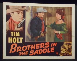 Tim Holt Brothers In The Saddle 1948 Lobby Card Vg Rko Western Carol Forman