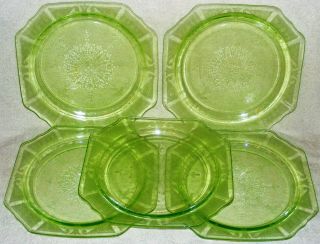 5 Anchor Hocking Princess 9 " Dinner Plates Green Depression Glass