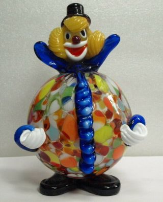 Vintage Murano 8 " Happy Round Circus Clown With Label 405