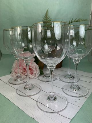 6 Mikasa Stephanie Gold Crystal Wine Glasses