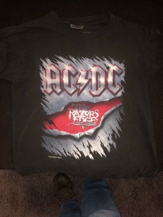 Ac/dc Vintage T Shirt Razors Edge 1990 Size Large