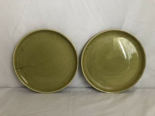 Vintage Russel Wright By Steubenville 2 Pc.  Set Of Salad Plates - Green 8”