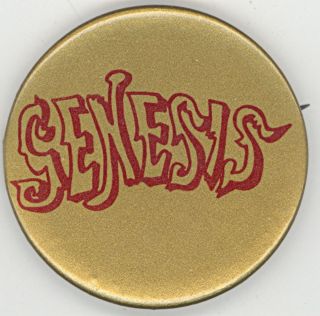 Genesis 1971 - 73 Tour Vintage Album Cover Font Stickback Button Pin