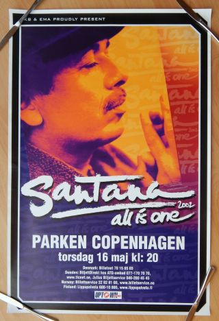 Carlos Santana Copenhagen 2002 All Is One World Tour Print Poster 36x24